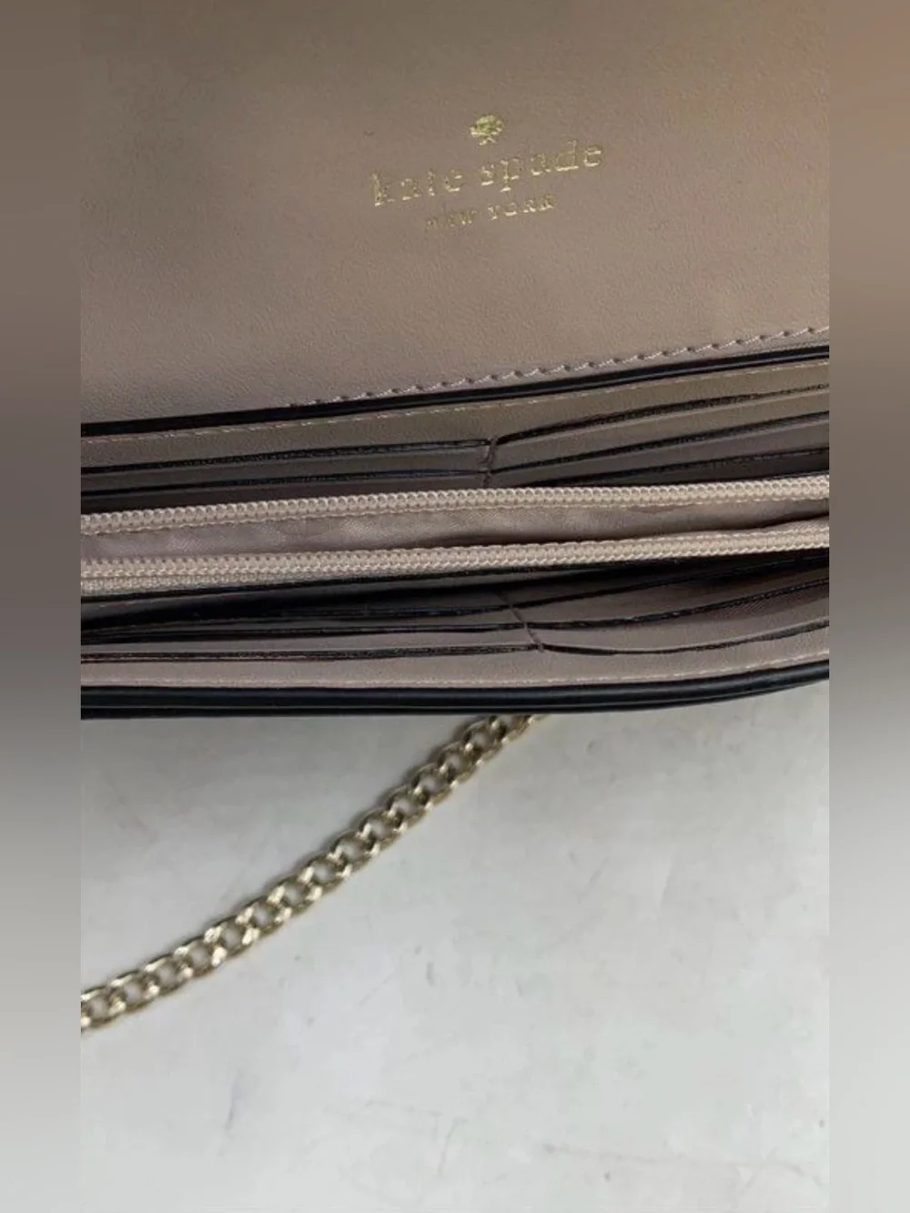 kate spade Black Scalloped Leather Crossbody with Gold Chain